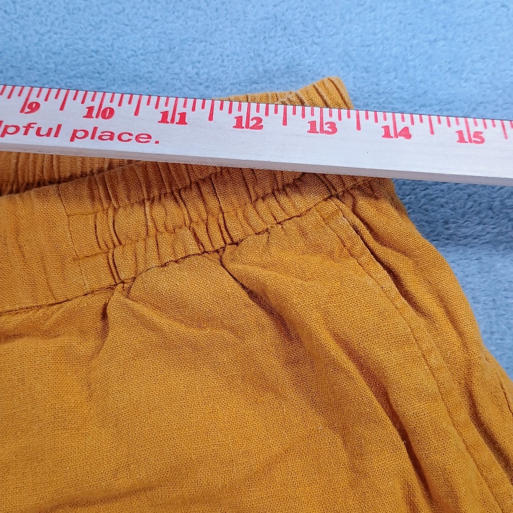 Old Navy Womens Linen Blend Shorts Mustard Yellow Small Drawstring Pocket - Picture 6 of 13